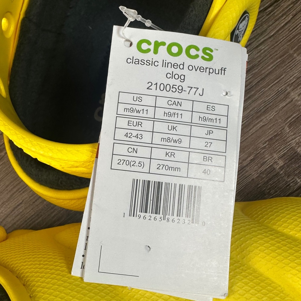 Crocs Classic Lined Overpuff Clogs Mens 9 Womens 11 Yellow Puffy Slip On NEW - Picture 7 of 10